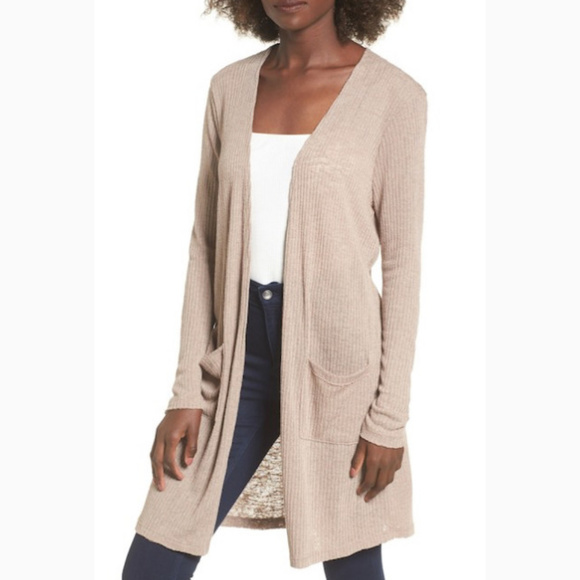 Nordstrom Sweaters - NEW Tissue Rib Knit MOCHA Open Cardigan Sweater XS